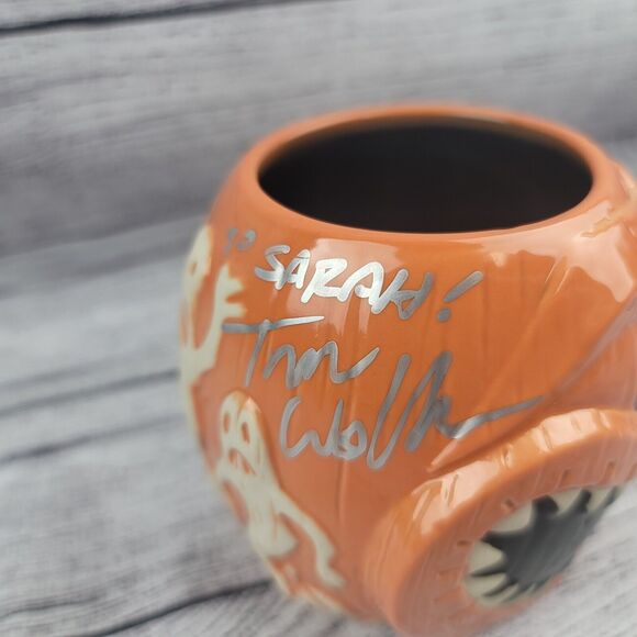 Rare DISNEY TRADER SAM'S Mahaloween 2015 Orange JACK SKELLINGTON Tiki Mug Signed - Picture 5 of 8